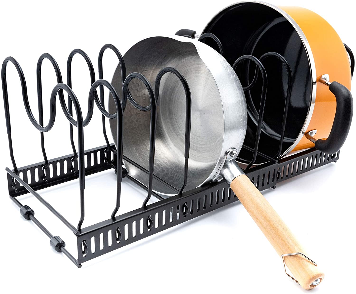 XL Expandable 10+ Pan Organizer and Pot Rack, Rustproof Kitchen