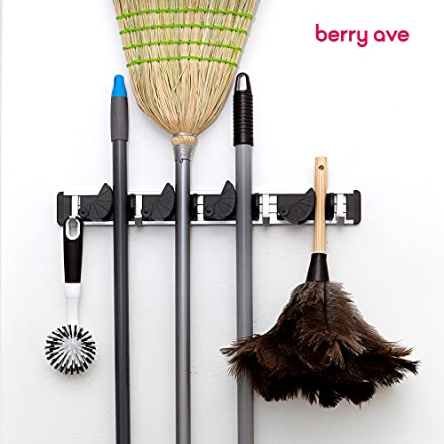 Berry Ave Broom Holder Wall Mount Garden Tool Organizer Kitchen Garage Laundry Room Storage With 4 Slots And 4 Hooks Wall Holder For Broom