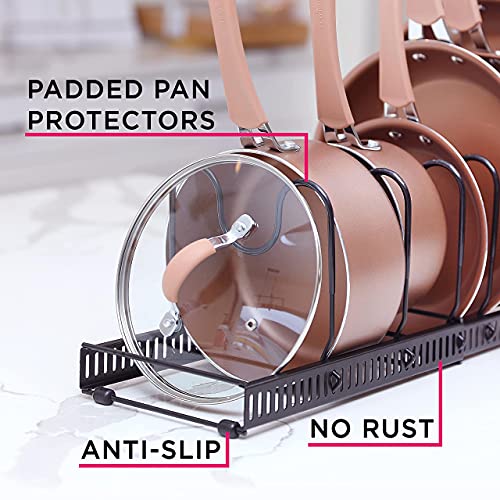Dropship Expandable Pans Organiser Rack,Pot And Pan Lid Holder With 10  Adjustable Dividers,Bakeware Saucepan Lid Storage For Kitchen Cupboard,  Black to Sell Online at a Lower Price